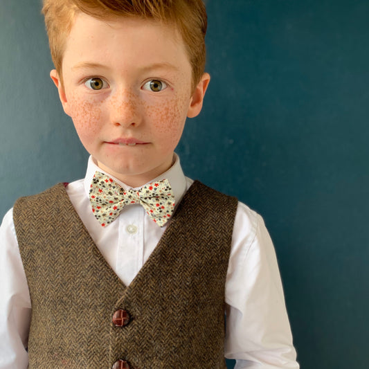 'Orlando' Boys waistcoat handmade in a chocolate brown herringbone British Tweed