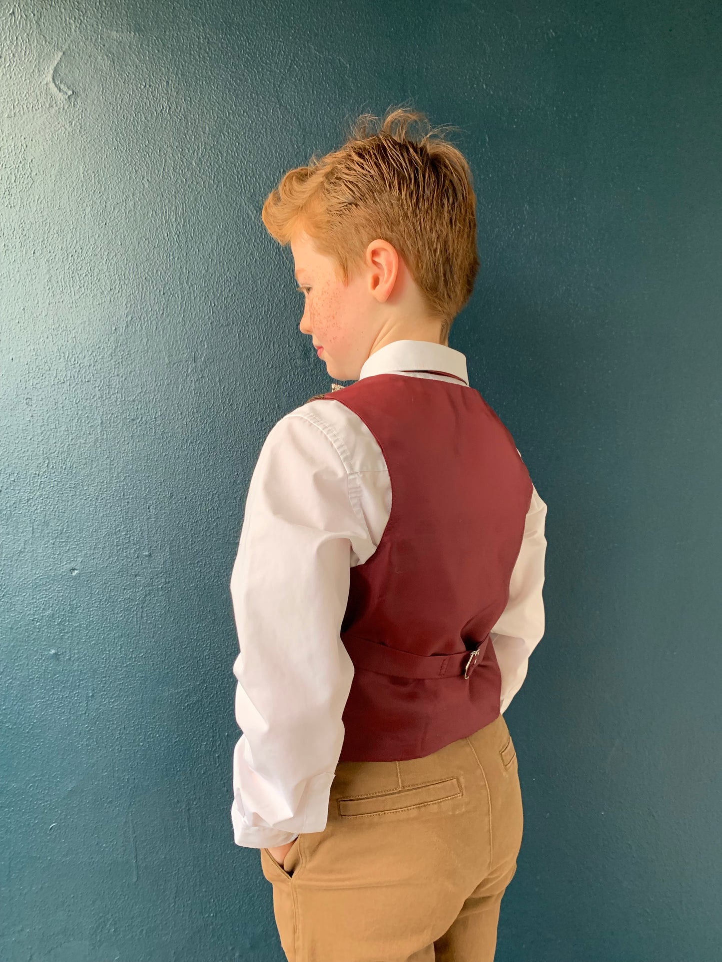 Boys waistcoat, British Tweed waistcoat, pageboy outfit, boys clothing, mid brown herringbone waistcoat - Orlando