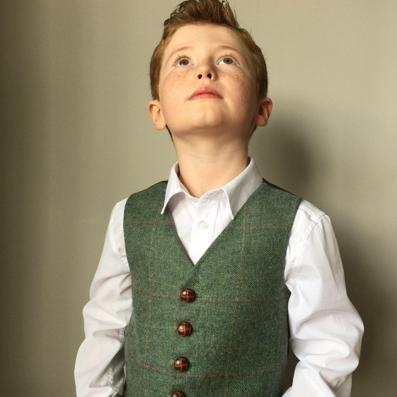 Boys waistcoat, British Tweed waistcoat, pageboy outfit, boys clothing, green check waistcoat - Henry Talbot