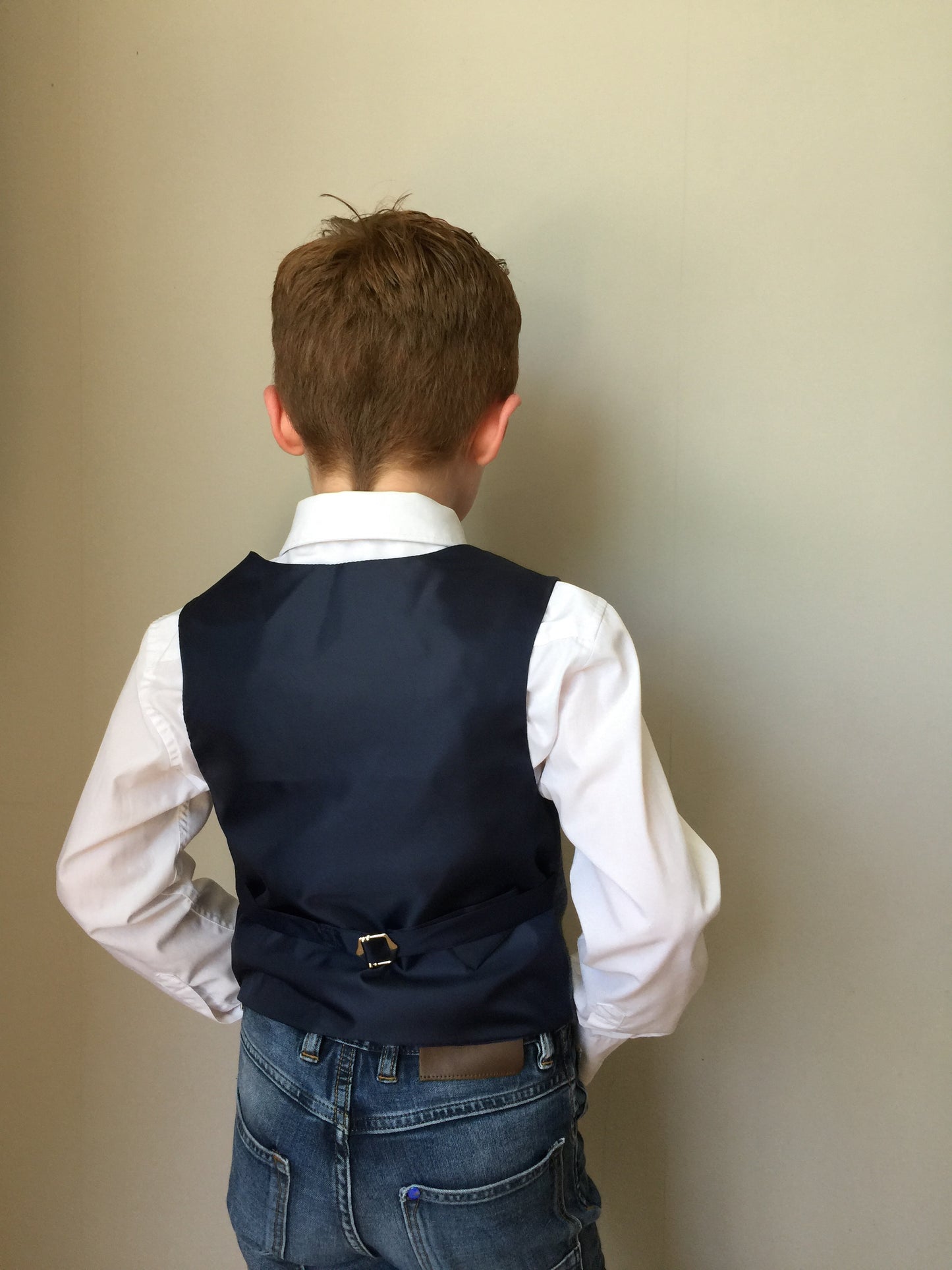 Boys waistcoat, British Tweed waistcoat, pageboy outfit, boys clothing, blue with dark blue over check waistcoat - earl of grantham