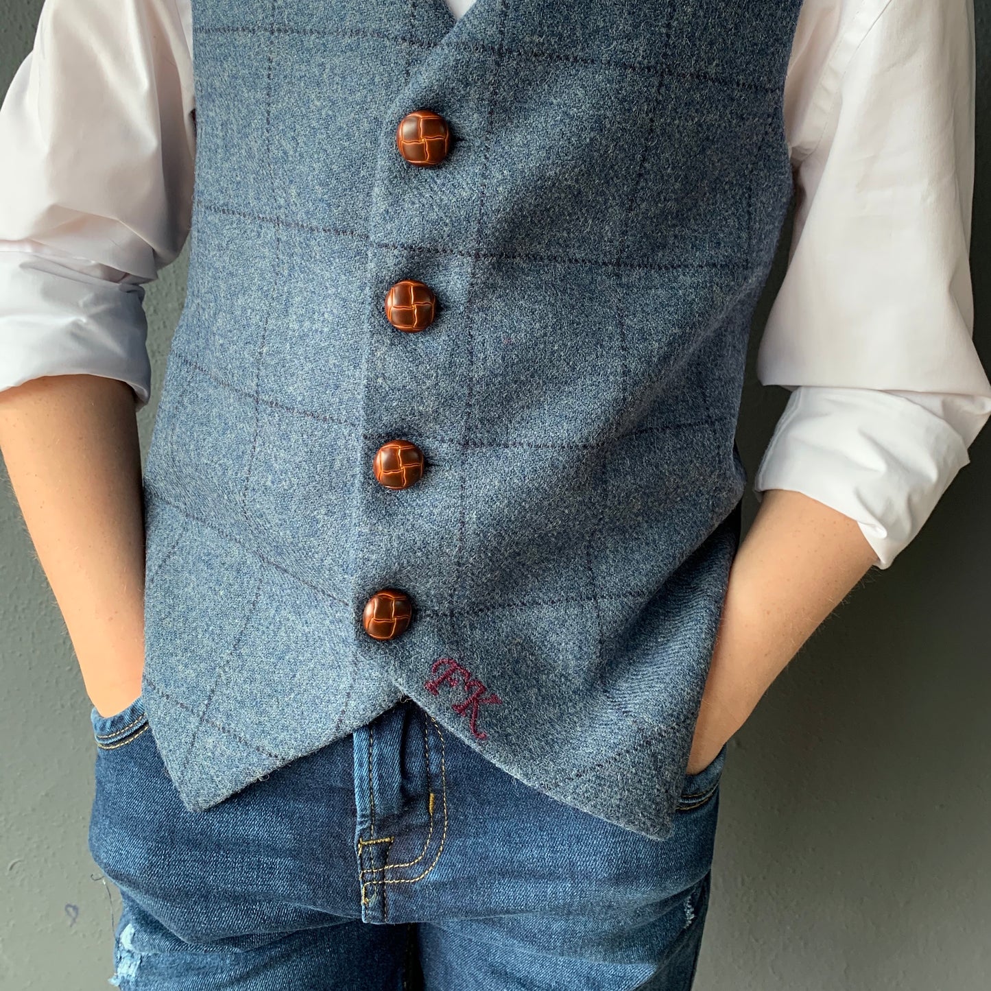 'Earl of Grantham' Boys waistcoat handmade in a 100% British tweed