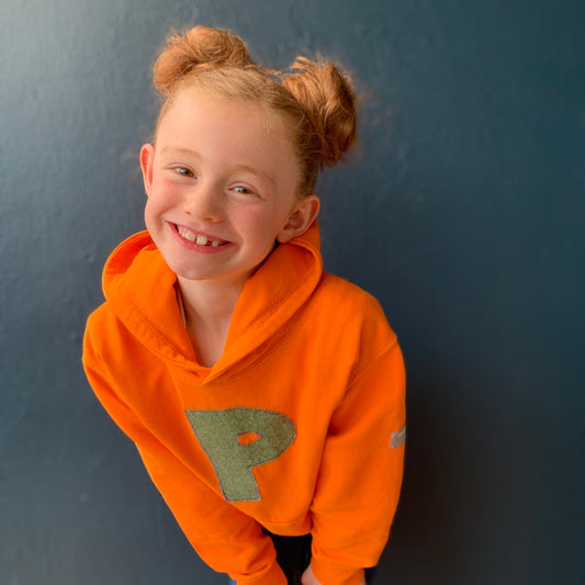 personalised hoodies, boys hoodies, girls hoodie, personalised gifts, design your own hoody - orange personalised initial hoodies