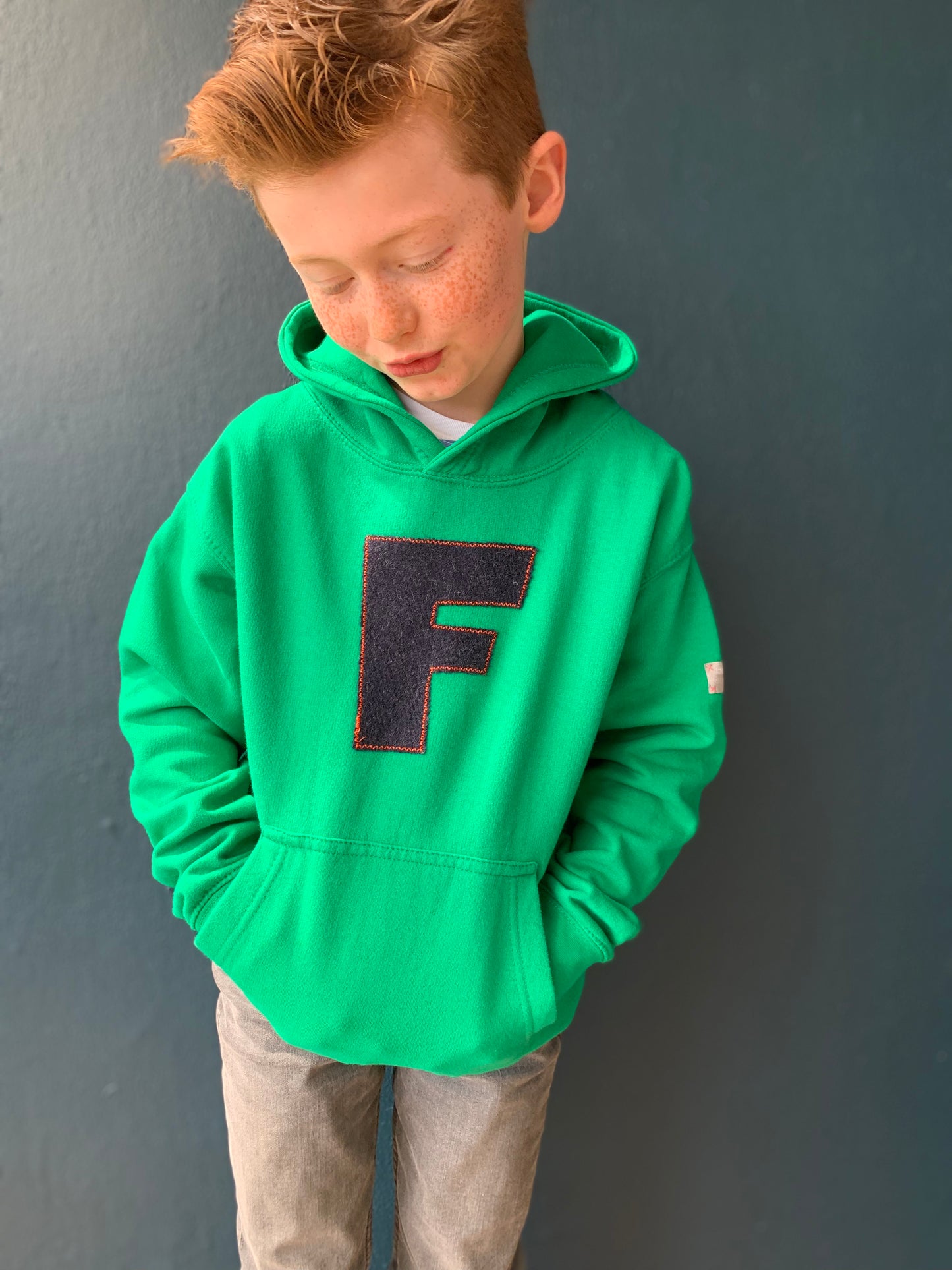 personalised hoodies, boys hoodies, girls hoodie, personalised gifts, design your own hoody - green personalised initial hoodies