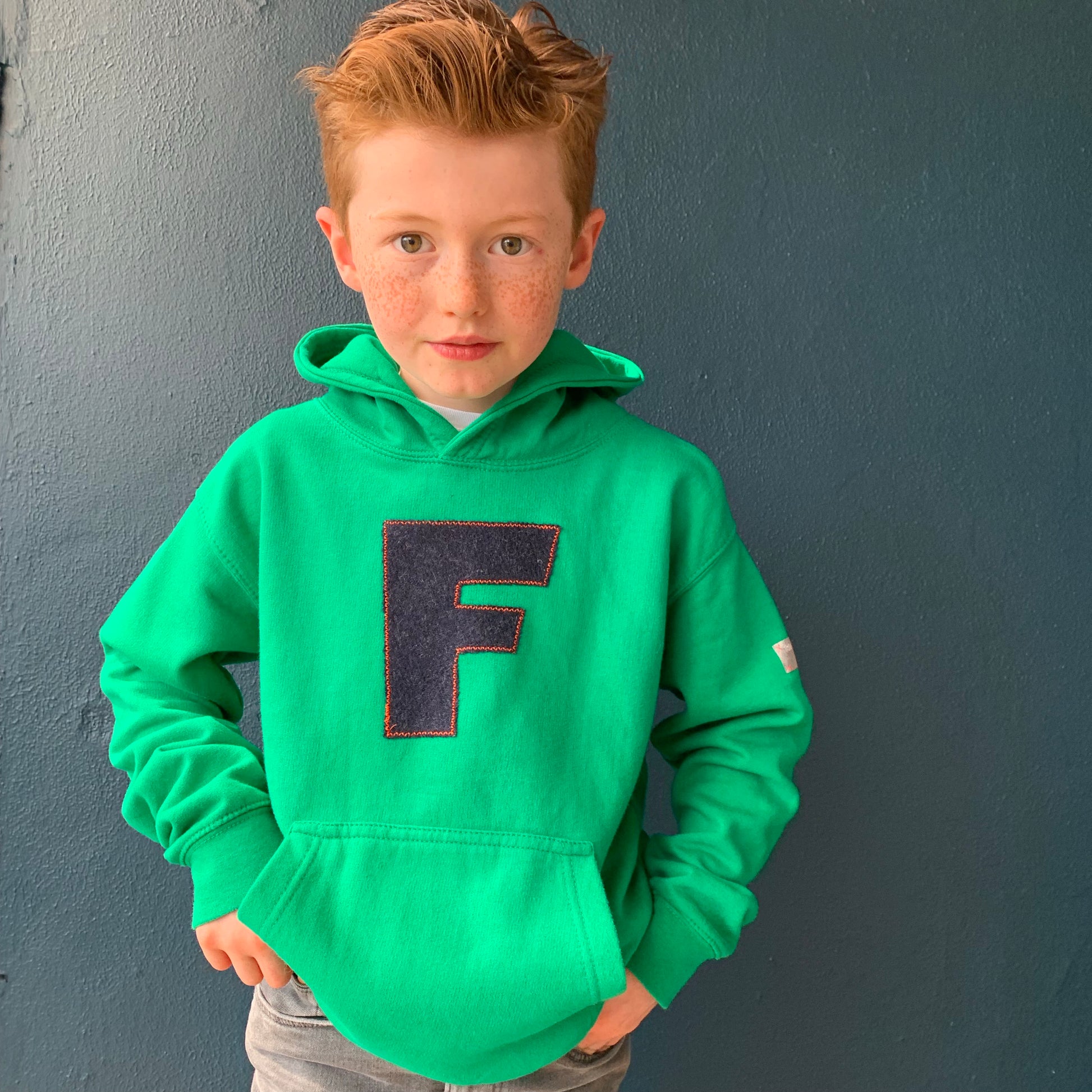 personalised hoodies, boys hoodies, girls hoodie, personalised gifts, design your own hoody - green personalised initial hoodies