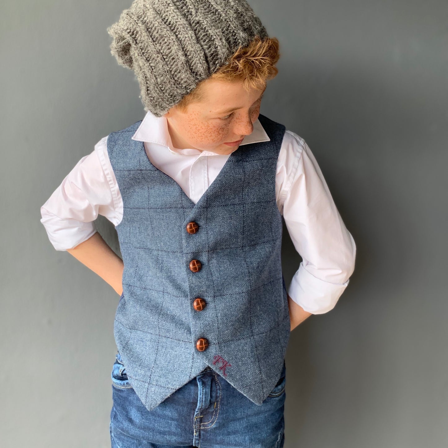 'Earl of Grantham' Boys waistcoat handmade in a 100% British tweed