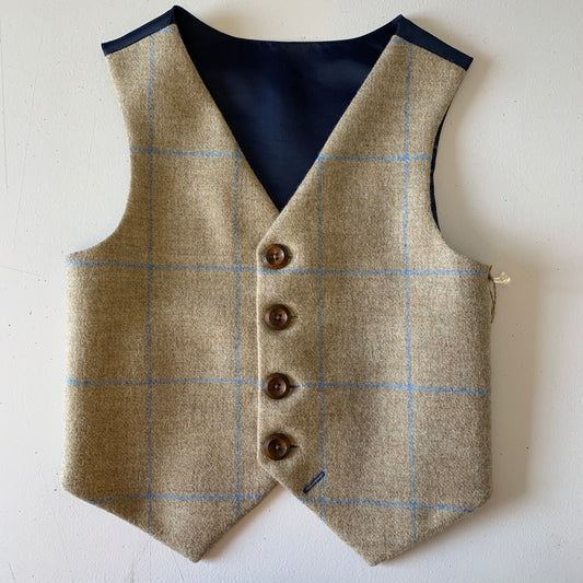SAMPLE 'Walt' Boys waistcoat handmade in a natural British tweed size 6-7 years