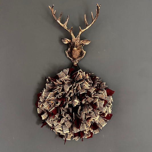 Luxury Tweed Christmas wreath  ‘I’ll be home for Christmas’